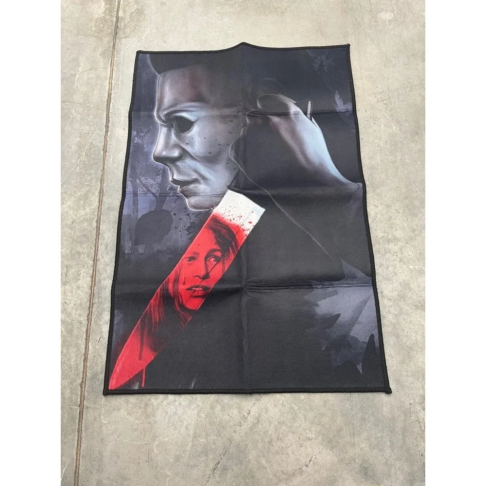 Michael Myers Halloween Horror Movie Small Area Rug Mat Black Red White Slashing